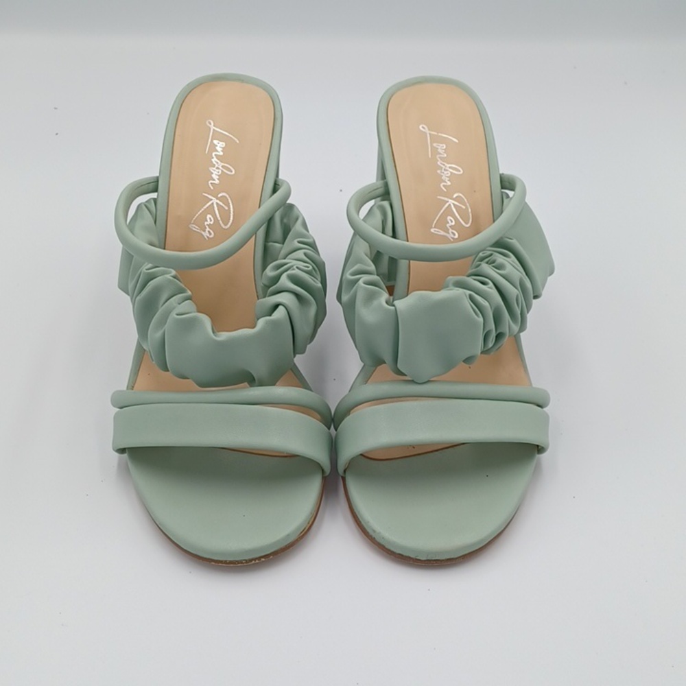 London Rag Genesis Mint Green Ruched Strap Detail Block Heel Sandal - Picture 5 of 10